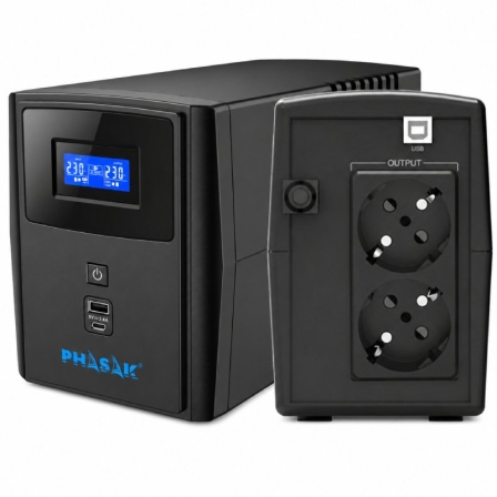 Phasak Línea Interactiva Sirius 1000 VA Interactive/ 1000VA-600W/ 2 Salidas/ Formato Torre