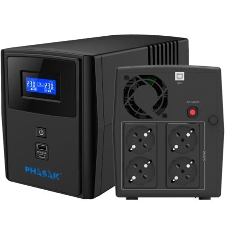 SAI Línea Interactiva Phasak SIRIUS 2200 VA Interactive/ 2200VA-1320W/ 4 Salidas/ Formato Torre