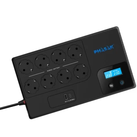 Phasak Línea Interactiva Smart Home 1050VA/ 1050VA-600W/ 8 Salidas/ Formato Bloque