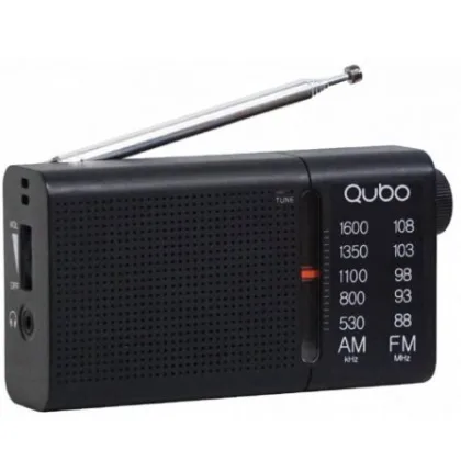Radio Qubo RS-2/ con Cable/ a Pilas/ Negra