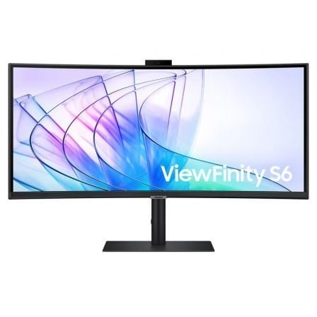 Monitor Profesional Ultrapanorámico Curvo Samsung ViewFinity S6 S34C652VAU 34"/ UWQHD/ Webcam/ Multimedia/ Regulable en Altura/ Negro