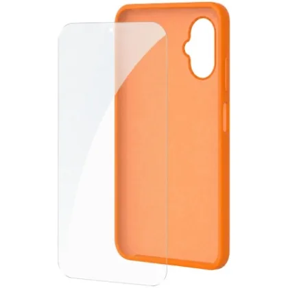 SPC Funda Silicona + Protector de Pantalla de Cristal Templado Wuum One Protection Pack… Naranja