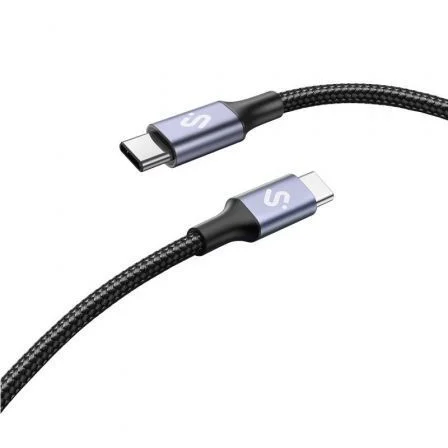 Cable USB 2.0 Tipo-C Subblim Plus/ USB Tipo-C Macho - USB Tipo-C Macho/ Hasta 100W/… Negro