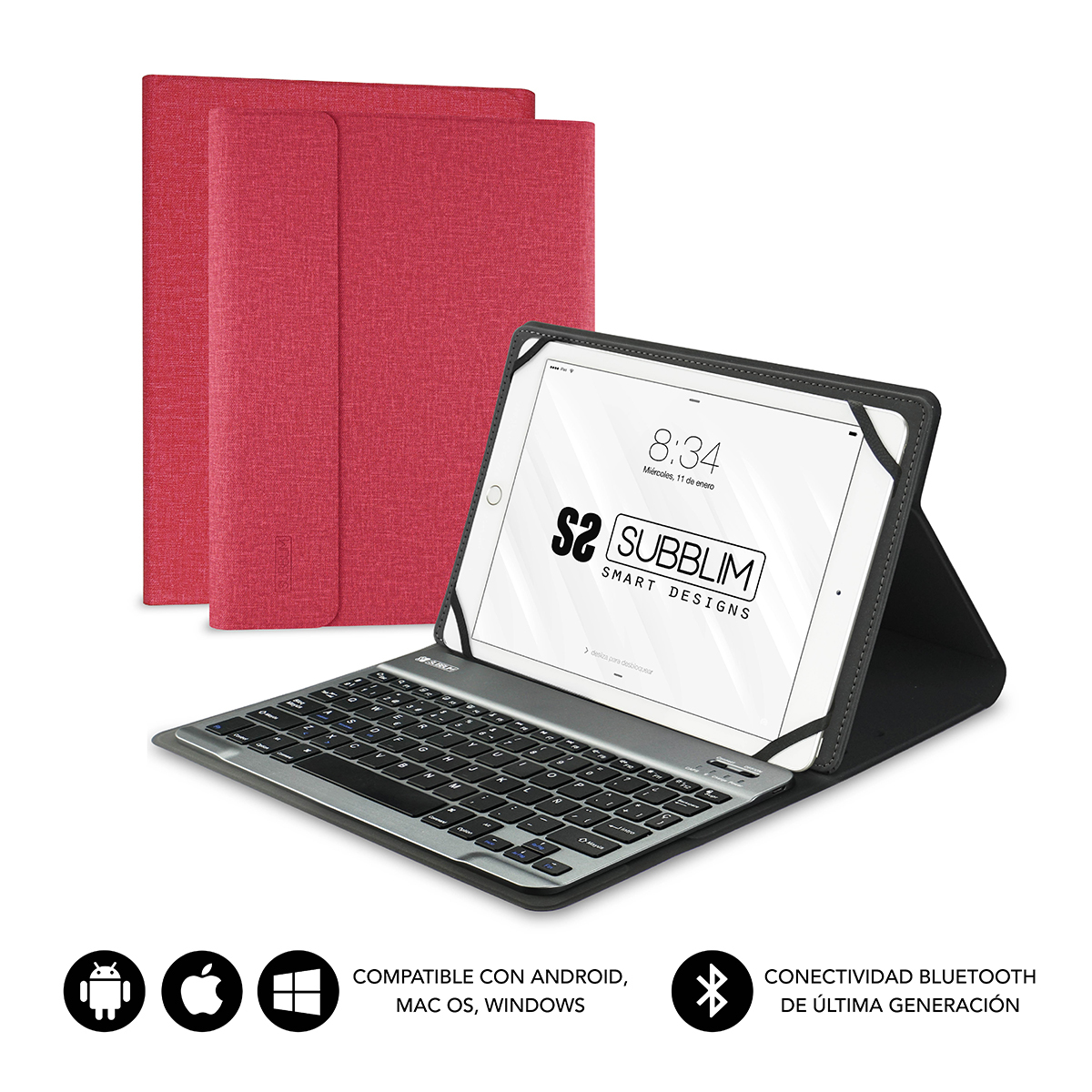 SUBBLIM Funda Tablet KEYTAB PRO BLUETOOTH 10,1" Red