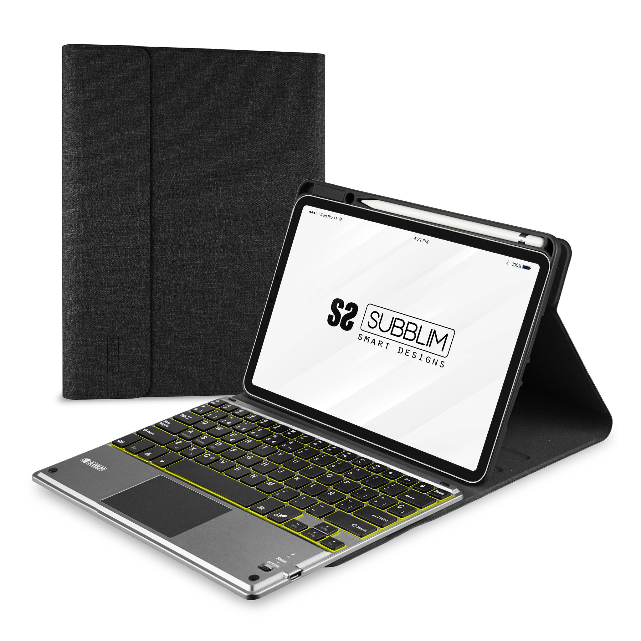 SUBBLIM Funda Tablet KEYTAB ProBT Touchpad Ipad 10,9"/11" 10a/11a Gen NEGRA