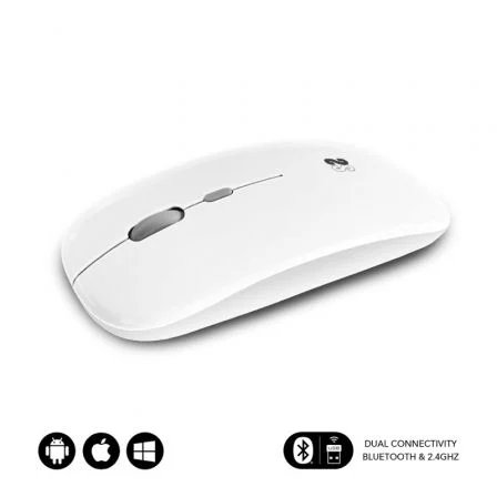 Ratón Inalámbrico Subblim Dual Flat/ Batería recargable/ Hasta 1600 Dpi Blanco