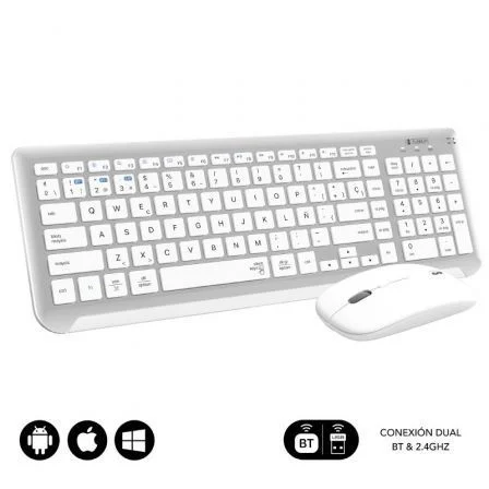Teclado y Ratón Inalámbrico Subblim Combo Dual Prestige Extendido Blanco / Plata
