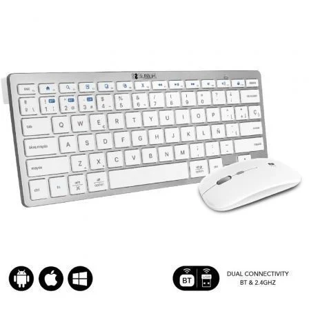 Teclado y Ratón Inalámbrico Subblim OCO010 Combo Multidispositivo Compacto Plata
