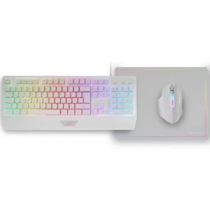 Pack Gaming Mars Gaming MCP124/ H-Mech + Ratón Óptico + Alfombrilla Blanco