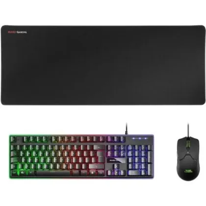 Pack Gaming Mars Gaming Mcpx/ H-Mech + Ratón Óptico + Alfombrilla Negro