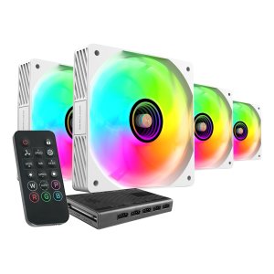 Mars Gamin ÷ Kit 4xventilador interno ARGB mars gaming mf3dprokit blanco