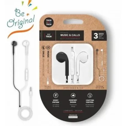 Auriculares Intrauditivos Tech One Tech earTECH B&W Be Original TEC1011/ con Micrófono/ Mini… Blanco / Negro