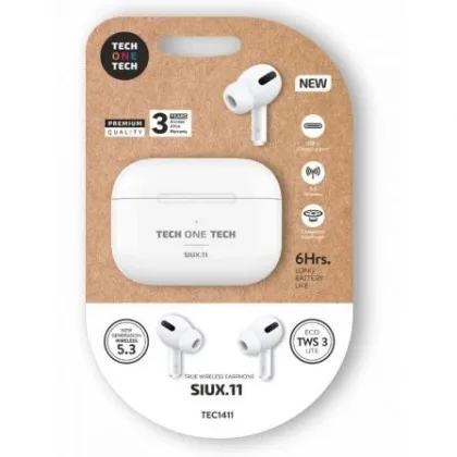 Auriculares Tech One Tech SIUX.11 TEC1411/ con estuche de carga/ Autonomía 6h/ Blancos – Bluetooth