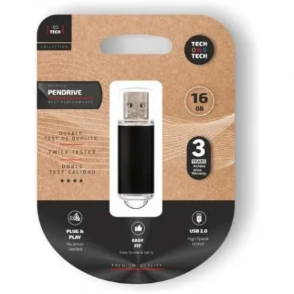 Pendrive 16GB Tech One Tech Basic USB 2.0 Negro