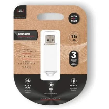 Pendrive 16GB Tech One Tech Basic USB 2.0 Blanco