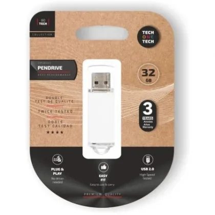 Pendrive 32GB Tech One Tech Basic USB 2.0 Blanco
