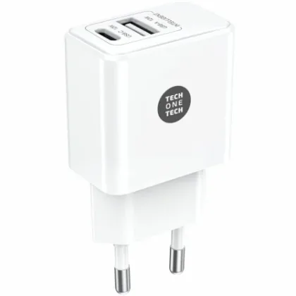Cargador de Pared Tech One Tech TEC2904/ 1xUSB Tipo-C/ 1xUSB/ 12W Blanco