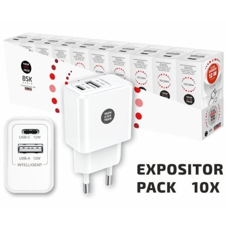 Pack 10 Cargadores de Pared Tech One Tech Basik TEC2954/ 1xUSB/ 12W
