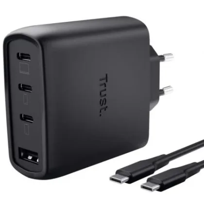Trust de Pared GaN Maxo 65W 26067/ 3xUSB Tipo-C/ 1xUSB/ Incluye Cable USB Tipo-C/ 65W