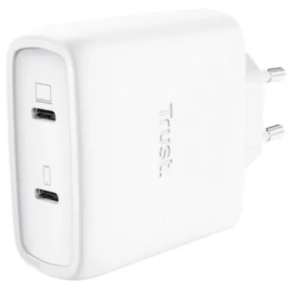 Trust de Pared GaN Maxo 65W 25526/ 2xUSB Tipo-C/ Incluye Cable USB Tipo-C/ 65W