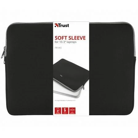 Trust Funda Primo Soft Sleeve para Portátiles hasta 13.3"/ Negra