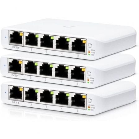 Switch Gestionable Ubiquiti USW-Flex Mini 5 Puertos/ RJ45 10/100/1000 PoE/ Pack 3 uds