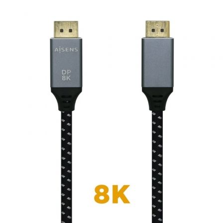 Cable DisplayPort 1.4 8K Aisens A149-0437/ DisplayPort Macho - DisplayPort Macho/ 2m/ Negro Gris