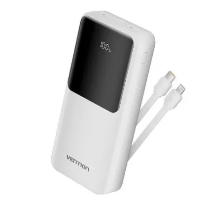 Vention Powerbank 20000mAh FHPW0/ 22.5W/ Blanca/ Incluye USB Tipo-C y Lightning