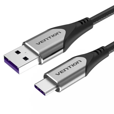 Vention USB 2.0 Tipo-C Cofhg/ USB Tipo-C Macho - USB Macho/ Hasta 100W/ 480Mbps/ 1.5m Gris