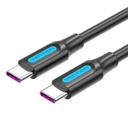 Vention USB 2.0 Tipo-C Cotbd/ USB Tipo-C Macho - USB Tipo-C Macho/ Hasta 100W/ 480Mbps/ 50cm Negro