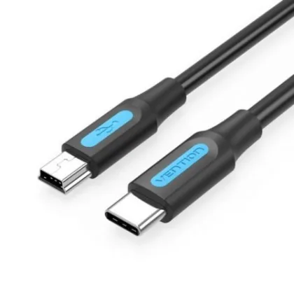 Vention USB 2.0 Tipo-C Cowbf/ USB Tipo-C Macho - MiniUSB Macho/ 480Mbps/ 1m Negro