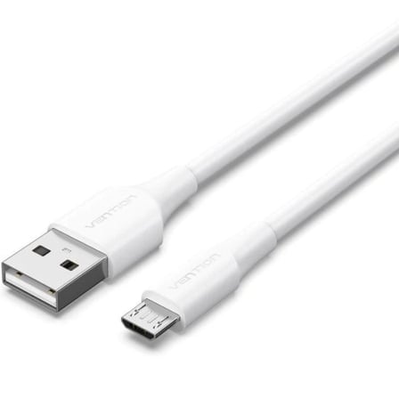 Cable USB 2.0 Vention CTIWF/ USB Macho - MicroUSB Macho/ Hasta 60W/ 480Mbps/ 1m/ Blanco