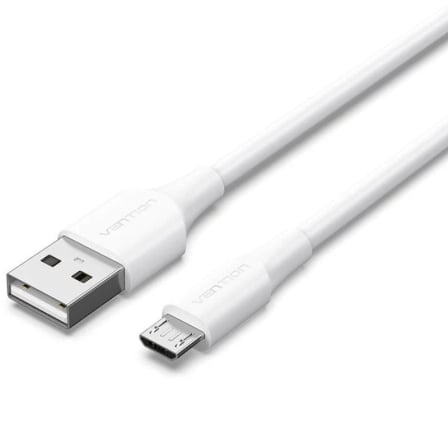 Cable USB 2.0 Vention CTIWG/ USB Macho - MicroUSB Macho/ Hasta 60W/ 480Mbps/ 1.5m/ Blanco