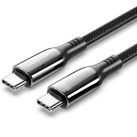 Vention USB 2.0 Tipo-C 5A 100W Ctkbh/ USB Tipo-C Macho - USB Tipo-C Macho/ Hasta 100W/… Negro