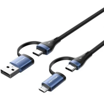Vention USB 2.0 Tipo-C Ctllf/ USB Tipo-C Macho - USB Macho/ MicroUSB Macho - USB Tipo-C… Negro / Azul