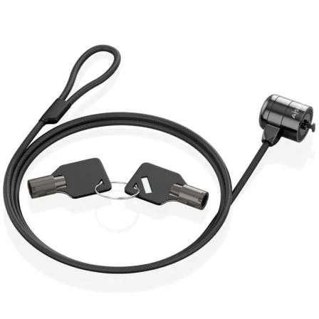 AISENS - CABLE DE SEGURIDAD CON CERRADURA DE LLAVE PARA ORDENADOR, MONITOR, PORTATIL 1.5M