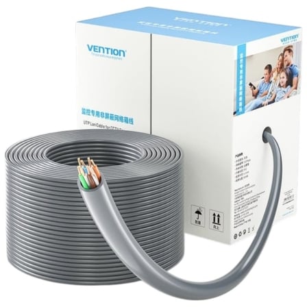Bobina de Cable RJ45 UTP Vention IJCH305 Outdoor Patch Cat.5e/ 305m/ Gris
