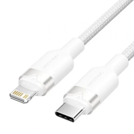 Vention USB Tipo-C Lightning Lalwf/ USB Tipo-C Macho - Lightning Macho/ 27W/ 480Mbps/ 1m Blanco