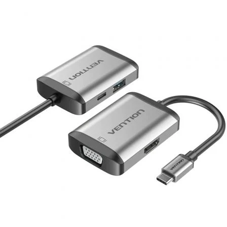 Vention Conversor Tfahb/ 1xUSB/ 1xHDMI/ 1xVGA/ 1xUSB Tipo-C Pd Gris