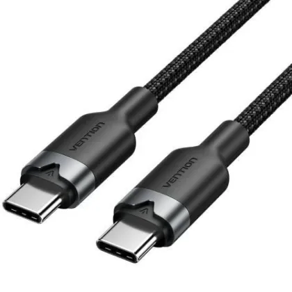 Vention USB 2.0 Tipo-C 3A Trdbf/ USB Tipo-C Macho - USB Tipo-C Macho/ Hasta 60W/ 480Mbps/ 1m Negro
