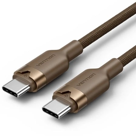 Cable USB 2.0 Tipo-C 3A Vention TRDJF/ USB Tipo-C Macho - USB Tipo-C Macho/ Hasta 60W/ 480Mbps/ 1m/ Oro Desierto