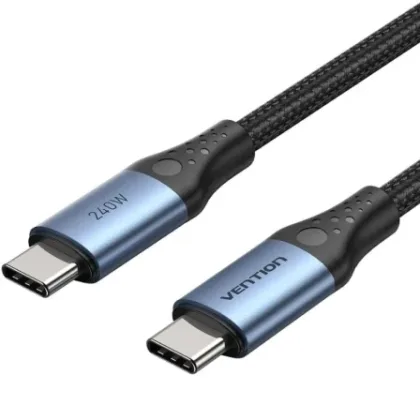 Vention USB 2.0 Tipo-C 5A Trebd/ USB Tipo-C Macho - USB Tipo-C Macho/ Hasta 240W/ 480Mbps/… Azul / Negro