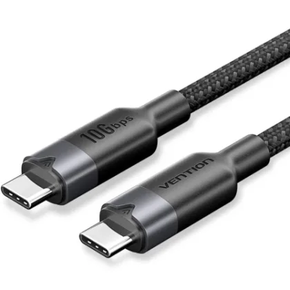 Vention USB 3.2 Tipo-C 5A Trgbf/ USB Tipo-C Macho - USB Tipo-C Macho/ Hasta 100W/ 10Gbps/ 1m Negro