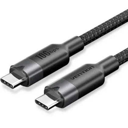 Vention USB 3.2 Tipo-C 5A Trgbh/ USB Tipo-C Macho - USB Tipo-C Macho/ Hasta 100W/ 10Gbps/ 2m Negro
