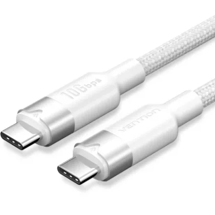 Vention USB 3.2 Tipo-C 5A Trgwd/ USB Tipo-C Macho - USB Tipo-C Macho/ Hasta 100W/ 10Gbps/… Blanco