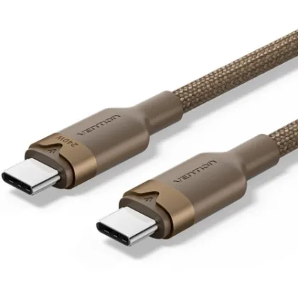 Vention USB 2.0 Tipo-C 5A Trijf/ USB Tipo-C Macho - USB Tipo-C Macho/ Hasta 240W/ 480Mbps/ 1m Dorado
