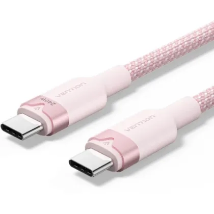 Vention USB 2.0 Tipo-C 5A Triph/ USB Tipo-C Macho - USB Tipo-C Macho/ Hasta 240W/ 480Mbps/ 2m Rosa