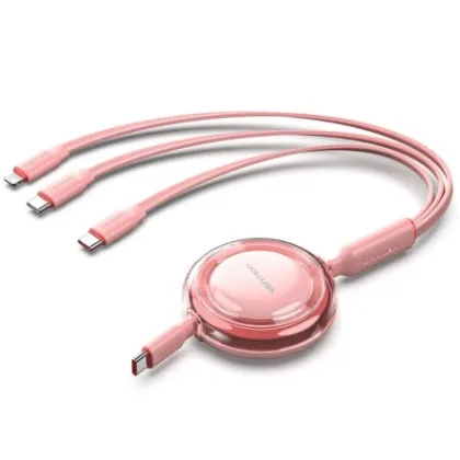 Vention USB Tipo-C 2.0 5A Trjpbe/ USB Tipo-C Macho - 3x USB Tipo-C Macho/ Hasta 100W/… Rosa