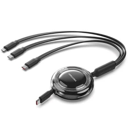 Vention USB Tipo-C 2.0 5A Trkbbe/ USB Tipo-C Macho - 3x USB Tipo-C Macho/ Hasta 100W/… Negro