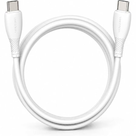 Cable USB 2.0 Tipo-C Vention TRVWF/ USB Tipo-C Macho - USB Tipo-C Macho/ Hasta 60W/ 480Mbps/ 1m/ Blanco